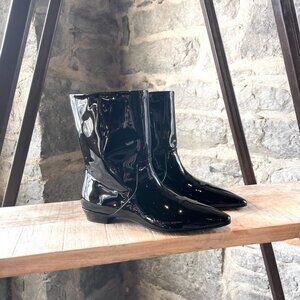Miu Miu Black Patent Leather Pointy Ankle Boots